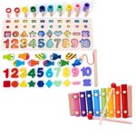 Montessori Wooden Numbers Educational Puzzle & Xylophone Set